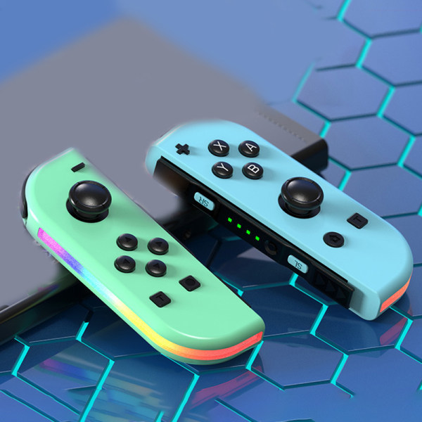 Joypad för Switch RGB Light Wake-up Vibration Glare Controller Blue and Red