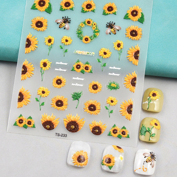 Nail Art Water Transfer Stickers Decal Pretty Sunflowers Nail D