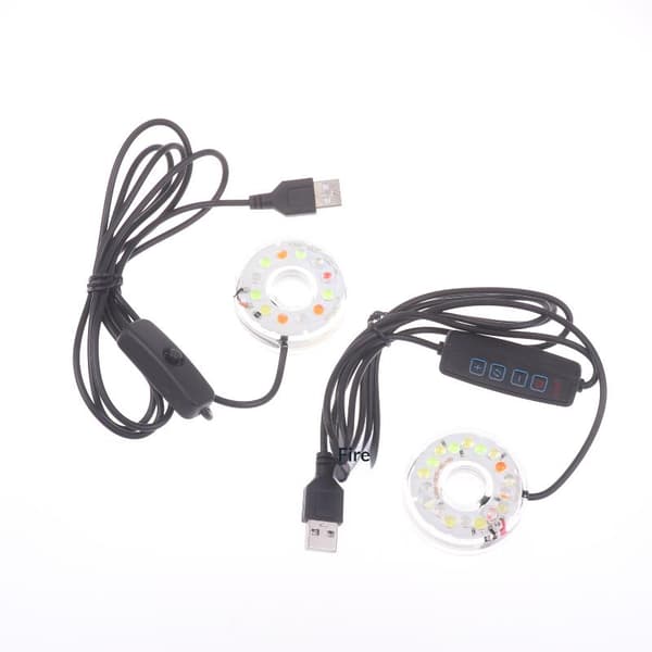 1 stk USB LED belysning farverigt lys DC rund lampe til fisk A3 5V USB