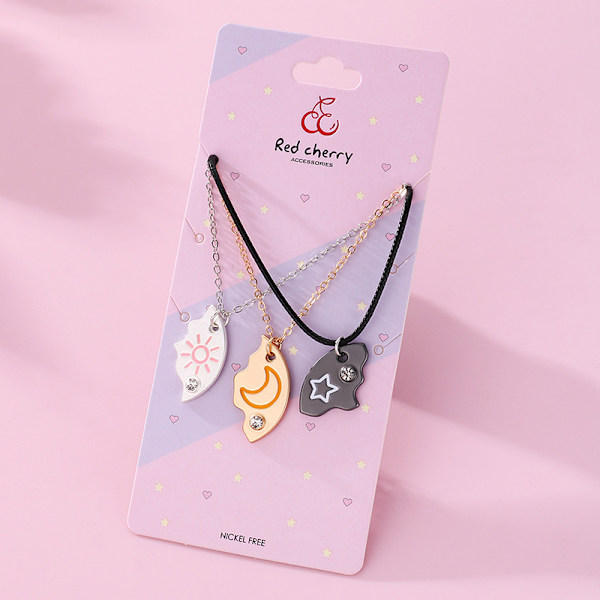 Lovecryst 3 kpl / set Sun Moon Star Riipus kaulakoru Paras ystävä B