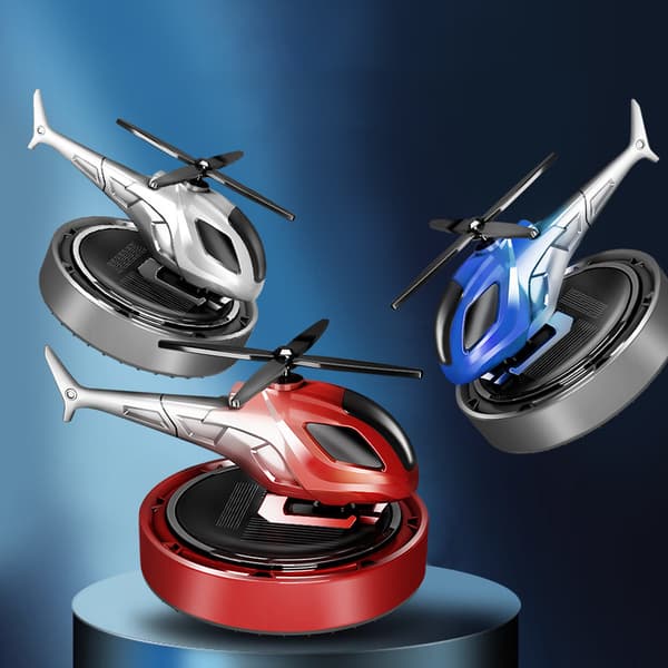 Solar Bilduft Helikopter Bil Luftfrisker Dashbordpynt Red