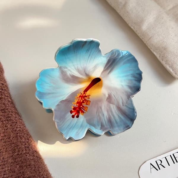 Sommarsemesterstil Hibiskusblomma Hårklämma Akrylklämma C