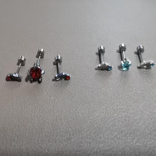 Mode Blå Rød Zircon Vinge Øreknogle Negle Øreringe Til Kvinder J A2