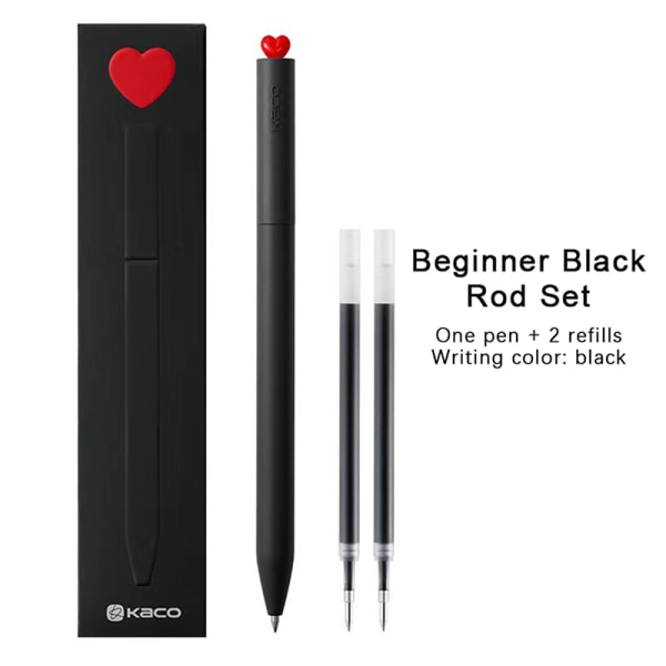 1 Sæt First Love Heart/Star 0,5 mm Gel Ink Pen Glatskrivning Fin Black