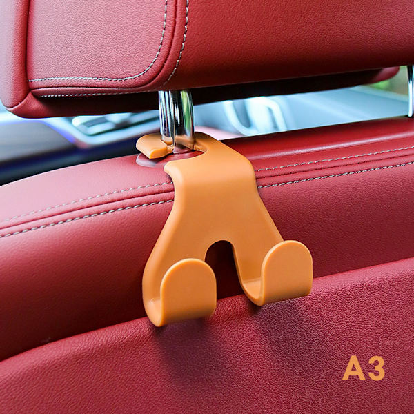 Uusi Double Head auton takaistuimen koukut Niskatuen ripustin Käsilaukku Brown
