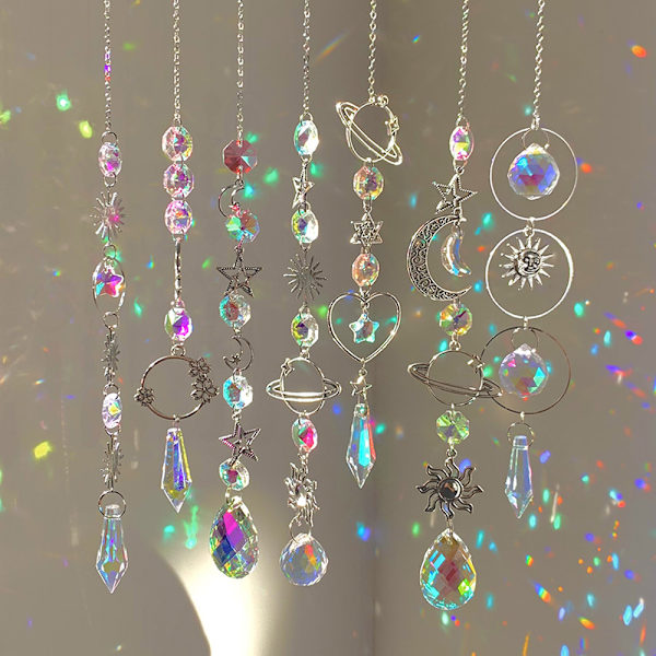 Vedhæng Have Suncatcher Vindklokker Rainbow Prism Crystal Cha A2