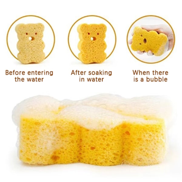 Natural Wood Pulp Sponge Animal Children's Baby Bath Sponge Scr Yellow
