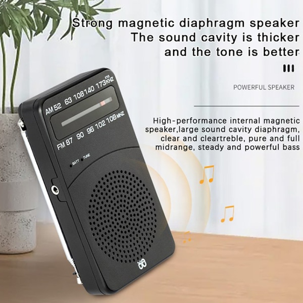 Pocket Bärbar Mini Radio FM/AM Digital Tuning Radio Receiver