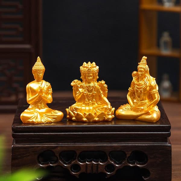 Tibetanska miniatyr Buddha-statyer 4pcs