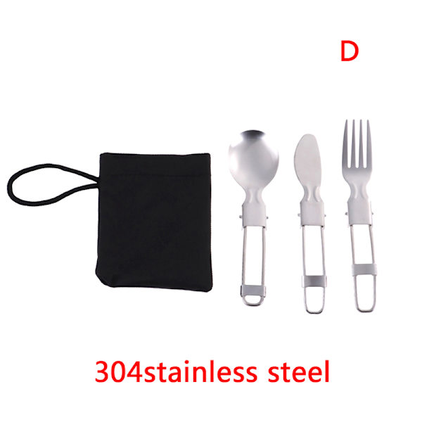 1set Portable Travel Picnic Kokoontaitettava set Lusikkahaarukkatangot D