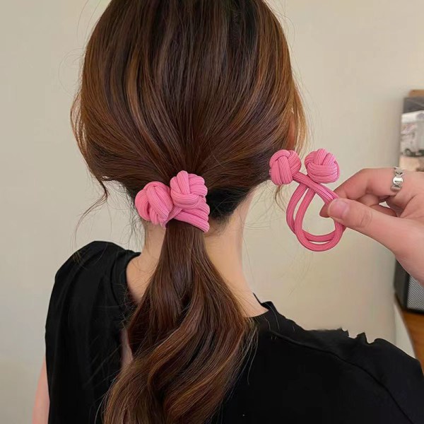 Yksinkertainen e paksu kestävä elastinen hiuskuminauha naisten tyttöjen solmio Pink