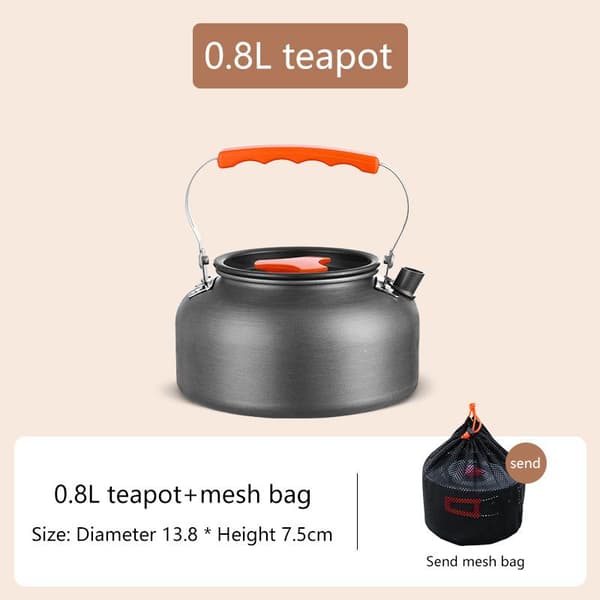 Campingkokkärlssats Aluminium Bärbar Utomhus Servis Kokset 9