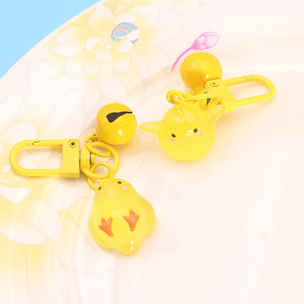 Luminous Peace Chicken Key Chain Cartoon Animal Pendant Keyring C