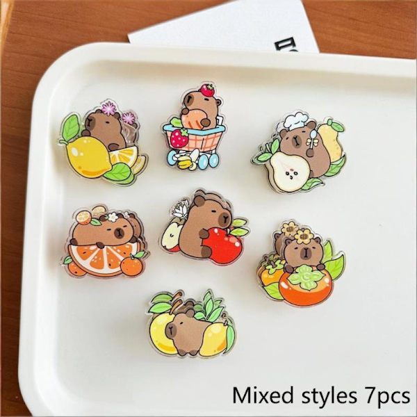 Tecknad Capybara Memoklämma 7pcs