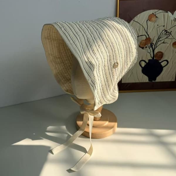 Modeband Kvinnor Randig Fiskarhatt Bred Brätte Vikbar S Beige