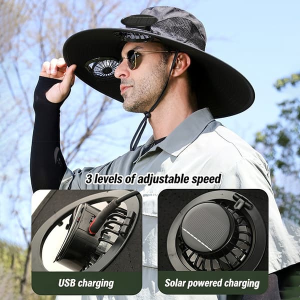 2026 Unisex Bredskygget Justerbar Solar Ventilatorhat K