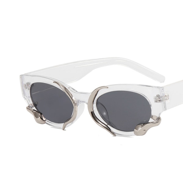 Nye solbriller med slanger Mote Vintage Oval Women Shades Ey White