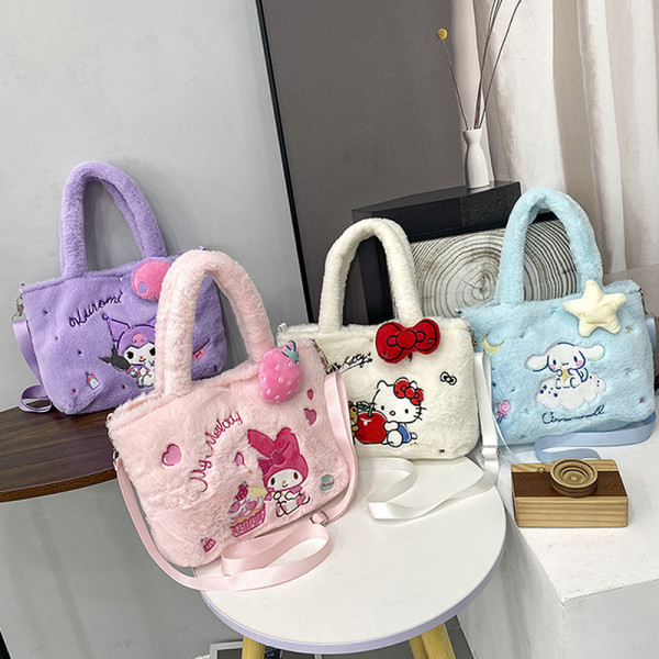 Sanrio Plys Tote Bag Anime HelloKitty Kuromi Melody Cinnamorol B2