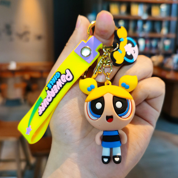 Creative Cartoon Anime nøglering Powerpuff Girls Doll Car Key Sc Yellow