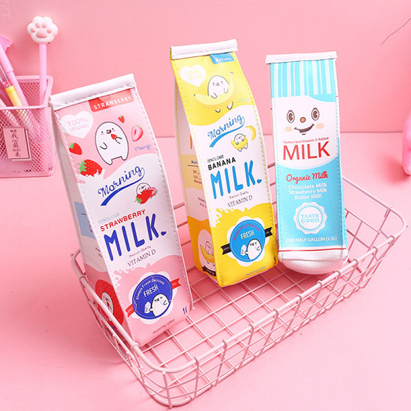 Cartoon Milk Box Blyantskrin Creative Blyantboks med stor kapasitet A2