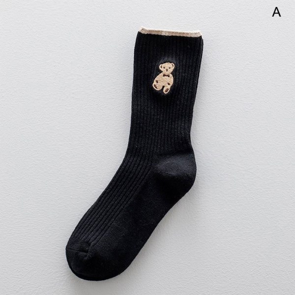 Bear Brodery Socks e Funny Women Socks Ensfarvet Sok Til A