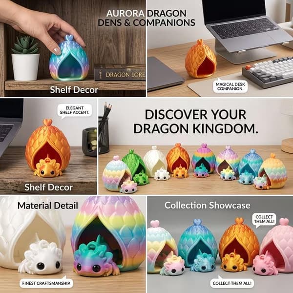 3D-printet drageegg minidragefigur overraskelsesgave til barn A3