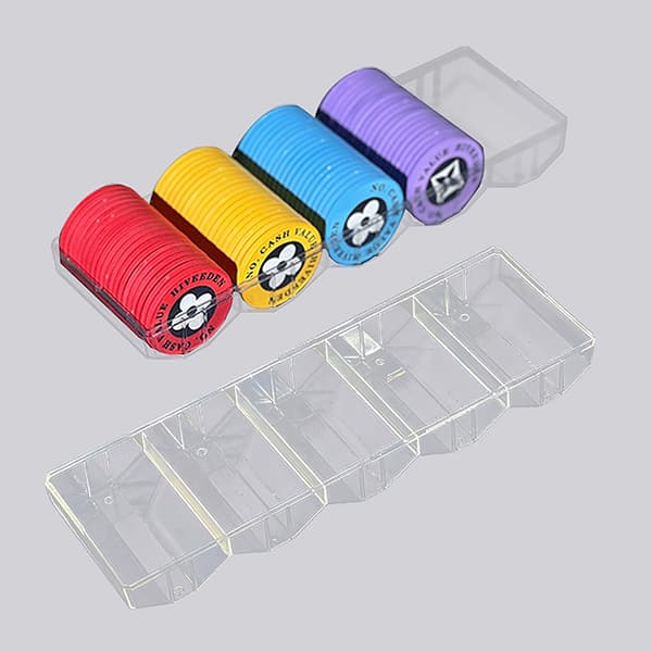 100 Chips Akryl Poker Chip Tray Case Holder Professional Casi
