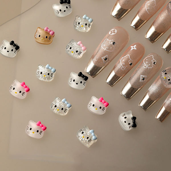 10 kpl Fine Flicker Katie Cat Nail Sarjakuvatarvikkeet Mini Resi DZ781-03