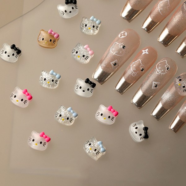 10 kpl Fine Flicker Katie Cat Nail Sarjakuvatarvikkeet Mini Resi DZ781-04