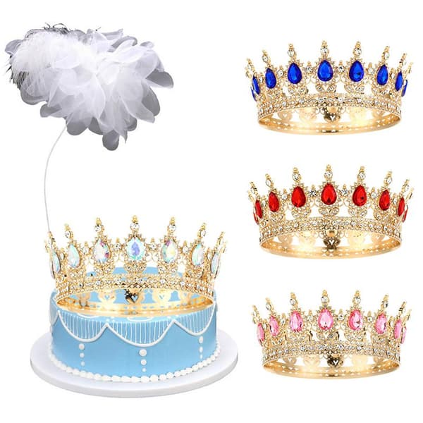 Krone Tiara Kagepynt Krystal Perle Cupcake Toppers Fest Kage Pink