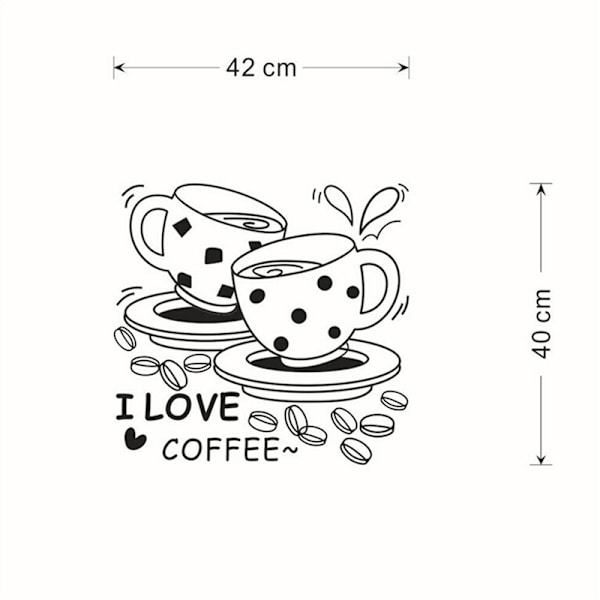 I Love Coffee Seinätarra Irrotettava e Kahvikuppiseinätarra Ki