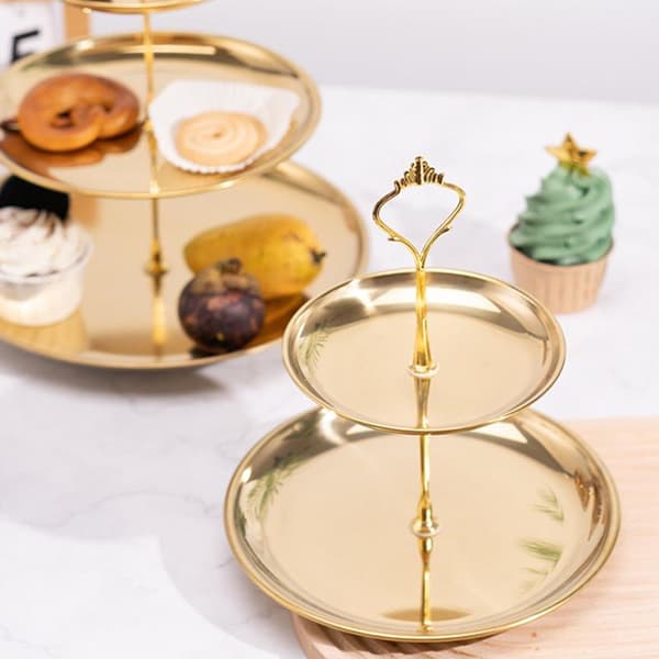 2/3-vånings tårtställning för festdessertdisplay för högtider Silver 3 layers