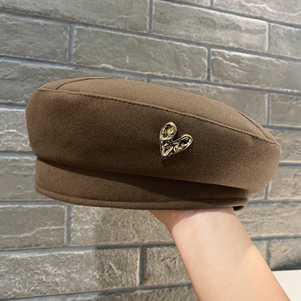 Bomull Dame Berets Vinterluer Høst Vinter Street Åttekantet Beige