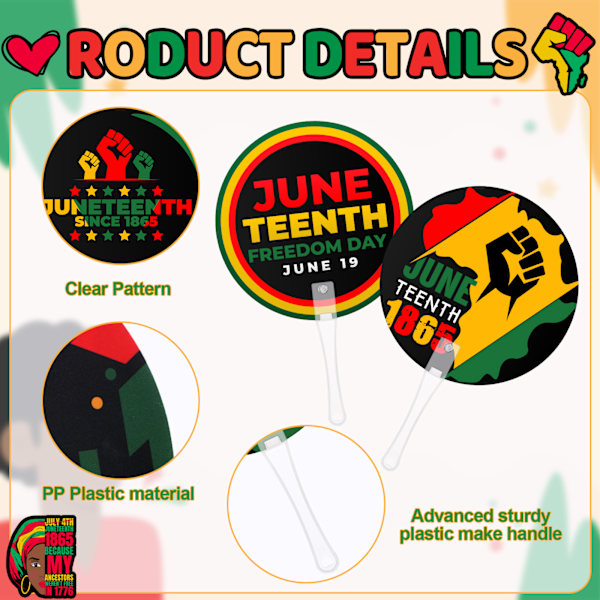 72 stk. Juneteenth plastik håndvifte bulk Juneteenth Freedom Day