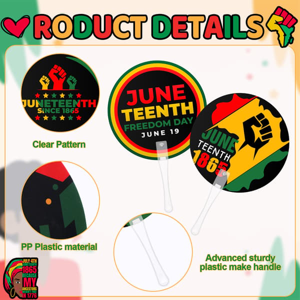 72 stk. Juneteenth Vifte i Plast, Juneteenth Frihetsdag