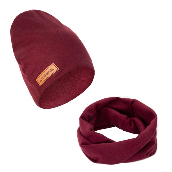 2kpl/ set Faux Baby Turban Hats Set Solid Color Winter Dou A7