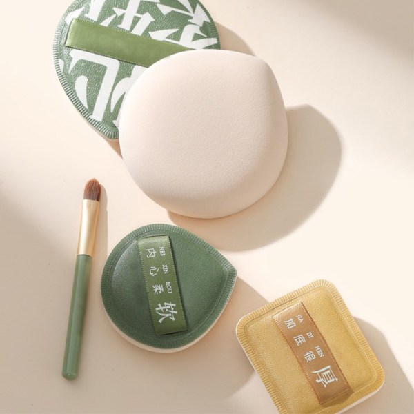 Makeup Sponge Puff Set Makeup Powder Concealer Super Soft Cotto Green M