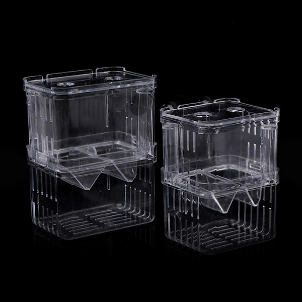 Double-Deck Clear Fish Breeding Isolation Box Aquarium Fish Tan L