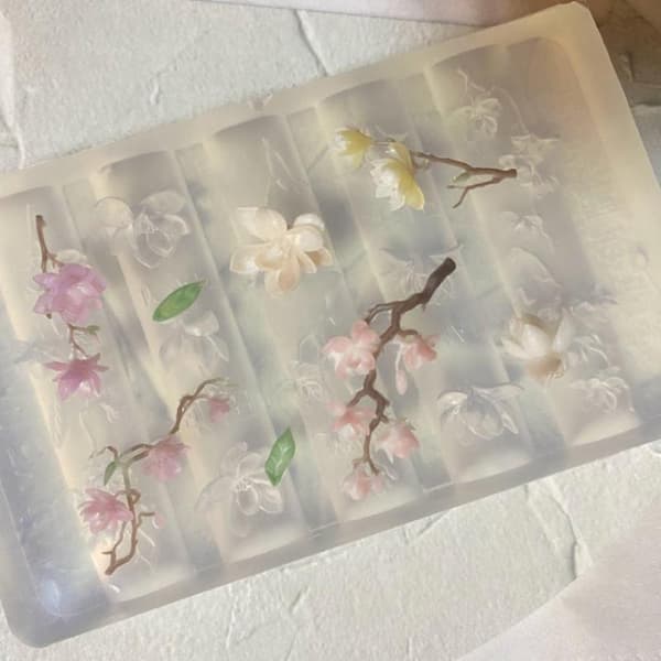 Neglekunst Silikonform Blader Magnolia Blomst Mal Akryl