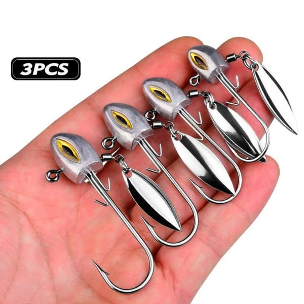 3 kpl kalastusuistin koukku Underspin Jig Spinner-terällä A1