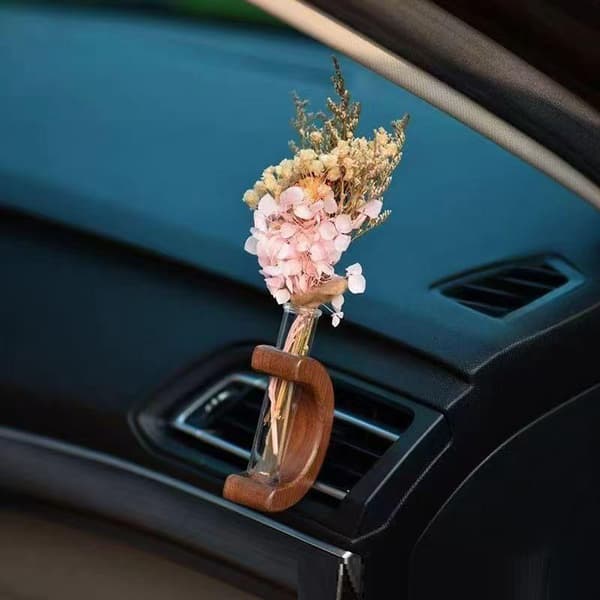 Bilblomvas klämma på luftventil Mini provrörsglas Bilblommor A