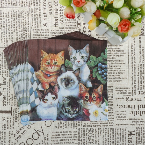 20 arkkia Kissat Paperiset lautasliinat juhlavat pehmolautasliinat