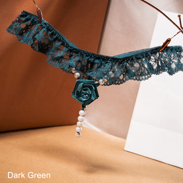 Uudet Pearls Rose -koristeilut stringit, kirjontalaukut naisten Dark green