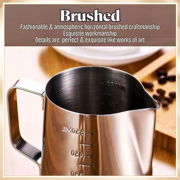 Mælkekande i rustfrit stål til opskumning af kaffe Latte Art Kop Mål Pitcher 350ml