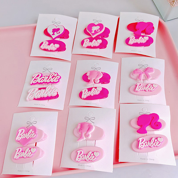 2kpl e Barbie Letter hiusklipsit Y2k vaaleanpunainen hiusneula Bang Clip Hair A5