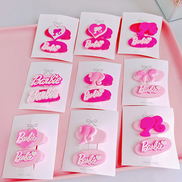 2stk e Barbie Letter Hårklemmer Y2k Rosa Hårnål Bang Clip Hår A5