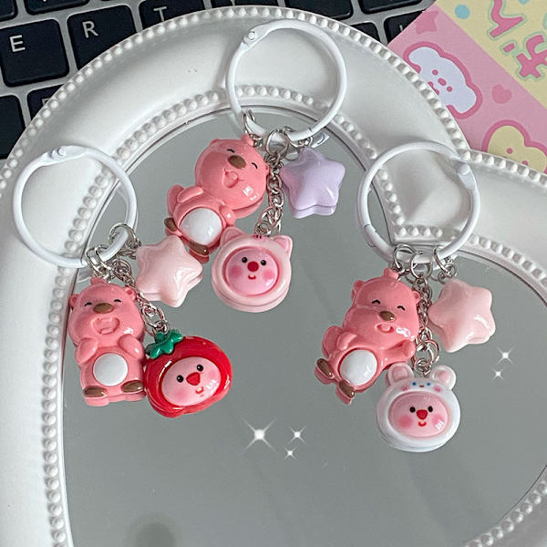e Sarjakuva Loopy Little Beaver Avaimenperä Cartoon Headphone Backpa White