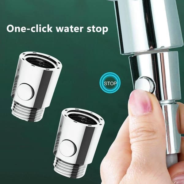 Quick Pause One-Button Brusehoved Kontrolkontakt Stopventil Ba Silver