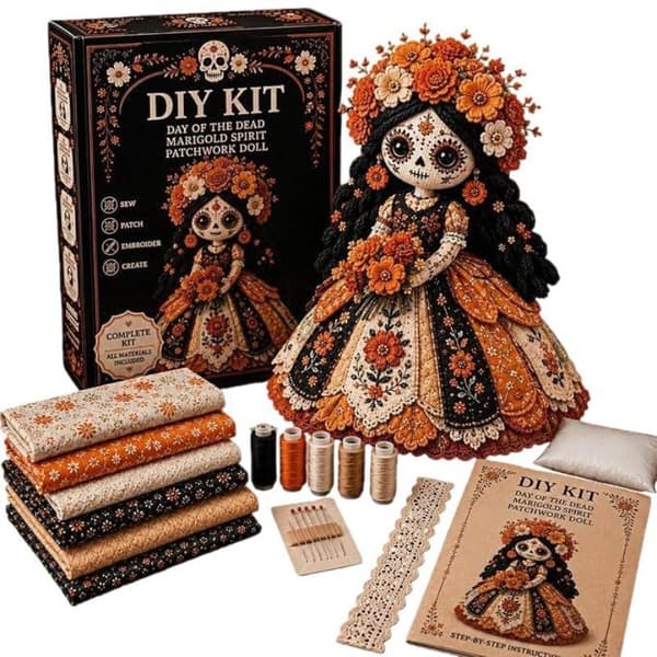 Day Of The Dead Patchwork Dukke DIY Kit Kranie Ansigt Håndlavet Syning A2