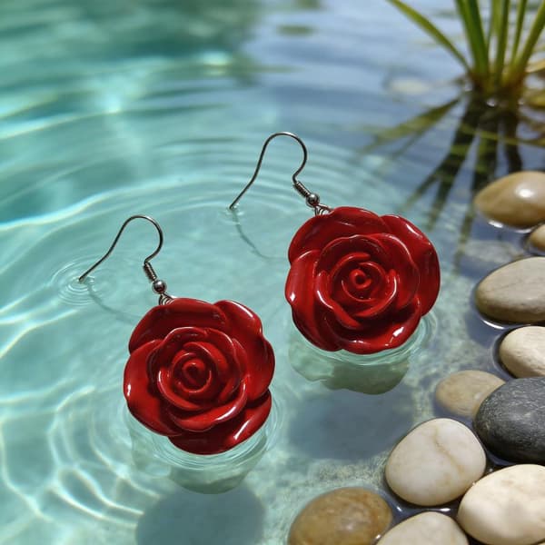 Boho 3D Blomster Dingleøreringe til Kvinder Farverig Harpiks Blomster A4